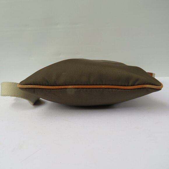 Lauren Ralph Lauren Vintage Surplus Olive Green Tan Leather Trim Crossbody Bag - Picture 9 of 16